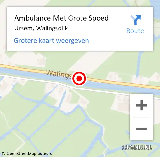 Locatie op kaart van de 112 melding: Ambulance Met Grote Spoed Naar Ursem, Walingsdijk op 22 mei 2020 23:32