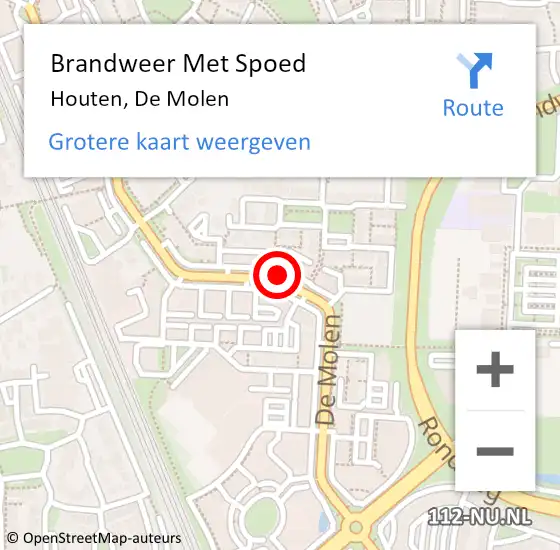 Locatie op kaart van de 112 melding: Brandweer Met Spoed Naar Houten, De Molen op 23 mei 2020 04:21