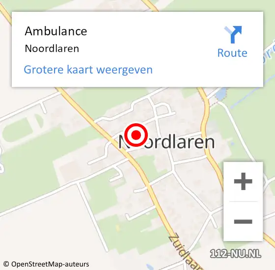 Locatie op kaart van de 112 melding: Ambulance Noordlaren op 23 mei 2020 09:34