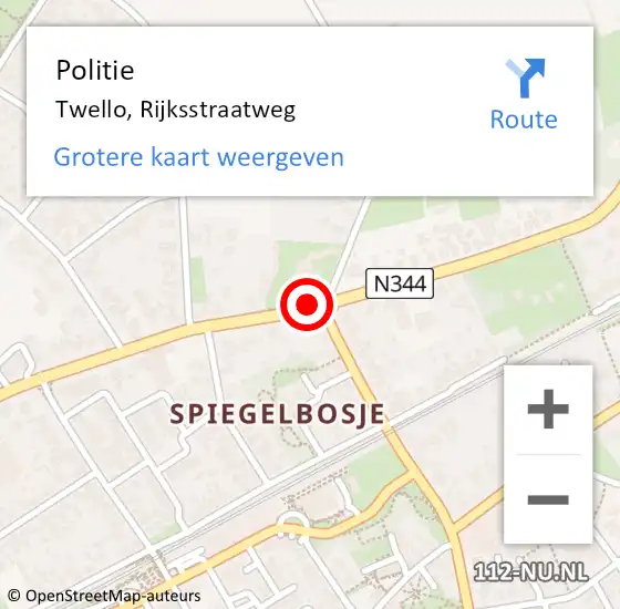 Locatie op kaart van de 112 melding: Politie Twello, Rijksstraatweg op 23 mei 2020 09:52
