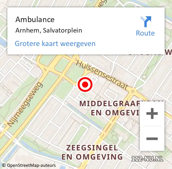 Locatie op kaart van de 112 melding: Ambulance Arnhem, Salvatorplein op 23 mei 2020 10:31