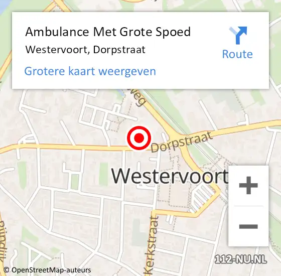 Locatie op kaart van de 112 melding: Ambulance Met Grote Spoed Naar Westervoort, Dorpstraat op 23 mei 2020 10:44