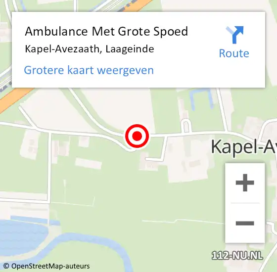 Locatie op kaart van de 112 melding: Ambulance Met Grote Spoed Naar Kapel-Avezaath, Laageinde op 23 mei 2020 11:09