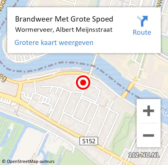 Locatie op kaart van de 112 melding: Brandweer Met Grote Spoed Naar Wormerveer, Albert Meijnsstraat op 23 mei 2020 11:36