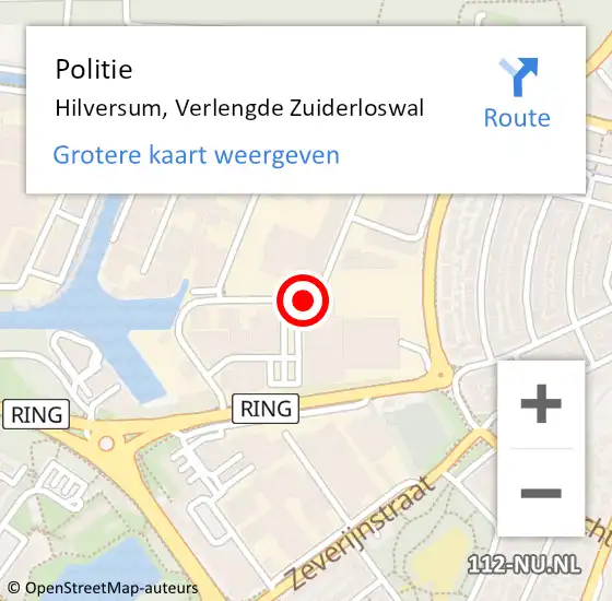 Locatie op kaart van de 112 melding: Politie Hilversum, Verlengde Zuiderloswal op 23 mei 2020 12:15