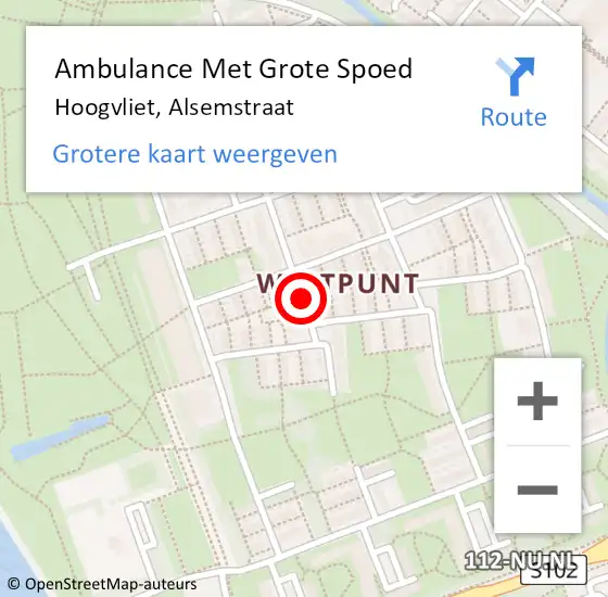 Locatie op kaart van de 112 melding: Ambulance Met Grote Spoed Naar Hoogvliet, Alsemstraat op 23 mei 2020 13:13