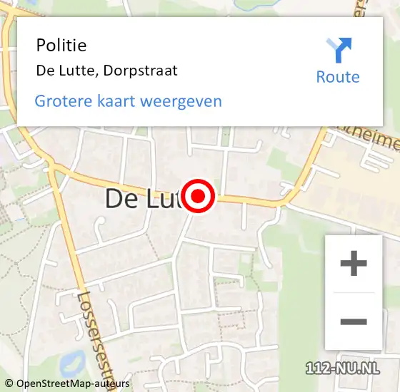 Locatie op kaart van de 112 melding: Politie De Lutte, Dorpstraat op 23 mei 2020 13:48