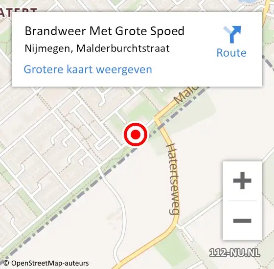 Locatie op kaart van de 112 melding: Brandweer Met Grote Spoed Naar Nijmegen, Malderburchtstraat op 23 mei 2020 14:29