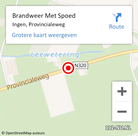 Locatie op kaart van de 112 melding: Brandweer Met Spoed Naar Ingen, N320 op 23 mei 2020 15:04