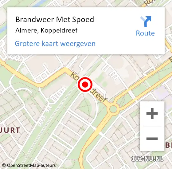 Locatie op kaart van de 112 melding: Brandweer Met Spoed Naar Almere, Koppeldreef op 23 mei 2020 15:21