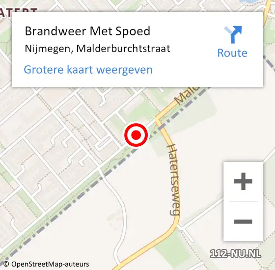 Locatie op kaart van de 112 melding: Brandweer Met Spoed Naar Nijmegen, Malderburchtstraat op 23 mei 2020 15:27