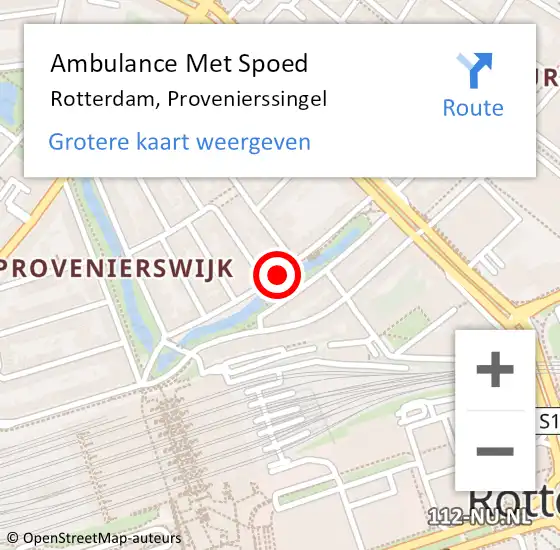 Locatie op kaart van de 112 melding: Ambulance Met Spoed Naar Rotterdam, Provenierssingel op 23 mei 2020 15:46