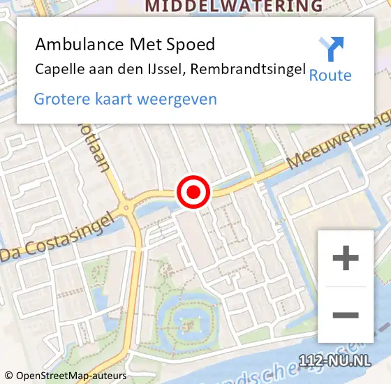 Locatie op kaart van de 112 melding: Ambulance Met Spoed Naar Capelle aan den IJssel, Rembrandtsingel op 23 mei 2020 19:49