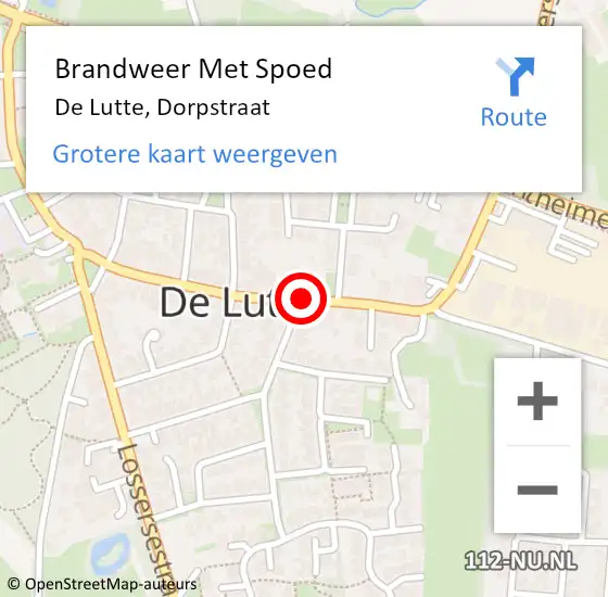 Locatie op kaart van de 112 melding: Brandweer Met Spoed Naar De Lutte, Dorpstraat op 23 mei 2020 20:47