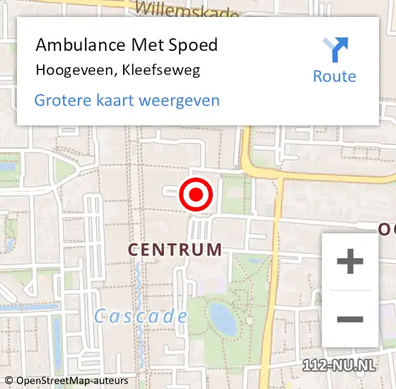 Locatie op kaart van de 112 melding: Ambulance Met Spoed Naar Hoogeveen, Kleefseweg op 23 mei 2020 22:58