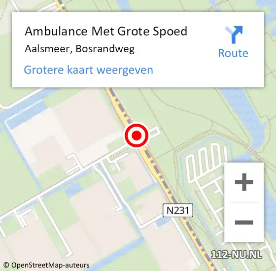 Locatie op kaart van de 112 melding: Ambulance Met Grote Spoed Naar Aalsmeer, Bosrandweg op 24 mei 2020 07:57
