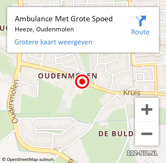 Locatie op kaart van de 112 melding: Ambulance Met Grote Spoed Naar Heeze, Oudenmolen op 24 mei 2020 09:04