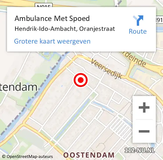 Locatie op kaart van de 112 melding: Ambulance Met Spoed Naar Hendrik-Ido-Ambacht, Oranjestraat op 24 mei 2020 11:31