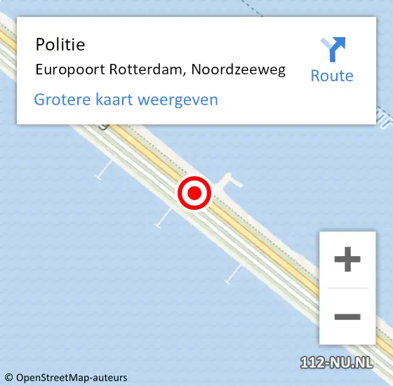 Locatie op kaart van de 112 melding: Politie Europoort Rotterdam, Noordzeeweg op 24 mei 2020 12:39