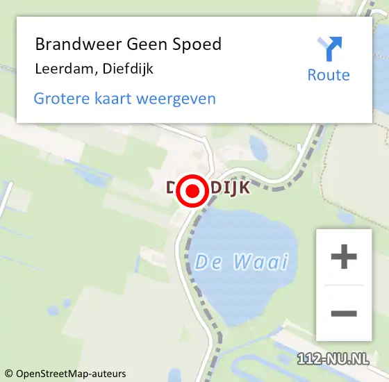 Locatie op kaart van de 112 melding: Brandweer Geen Spoed Naar Schoonrewoerd, Diefdijk op 24 mei 2020 15:45