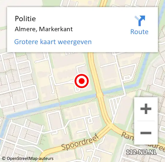 Locatie op kaart van de 112 melding: Politie Almere, Markerkant op 24 mei 2020 17:09