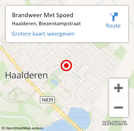 Locatie op kaart van de 112 melding: Brandweer Met Spoed Naar Haalderen, Biezenkampstraat op 24 mei 2020 17:11