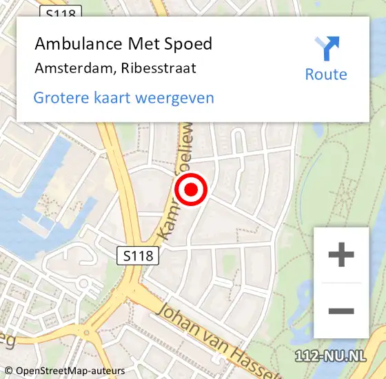 Locatie op kaart van de 112 melding: Ambulance Met Spoed Naar Amsterdam, Ribesstraat op 24 mei 2020 17:17