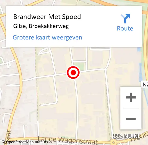 Locatie op kaart van de 112 melding: Brandweer Met Spoed Naar Gilze, Broekakkerweg op 24 mei 2020 20:00