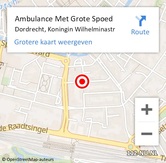 Locatie op kaart van de 112 melding: Ambulance Met Grote Spoed Naar Dordrecht, Koningin Wilhelminastr op 24 mei 2020 20:36