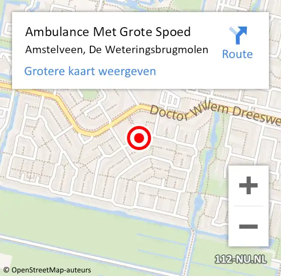 Locatie op kaart van de 112 melding: Ambulance Met Grote Spoed Naar Amstelveen, De Weteringsbrugmolen op 24 mei 2020 20:54