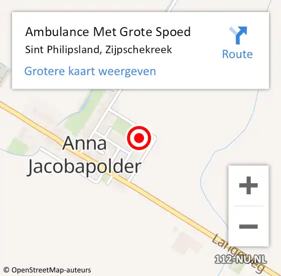 Locatie op kaart van de 112 melding: Ambulance Met Grote Spoed Naar Sint Philipsland, Zijpschekreek op 25 mei 2020 00:54