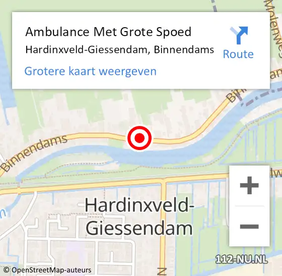 Locatie op kaart van de 112 melding: Ambulance Met Grote Spoed Naar Hardinxveld-Giessendam, Binnendams op 25 mei 2020 09:40