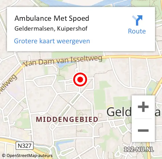 Locatie op kaart van de 112 melding: Ambulance Met Spoed Naar Geldermalsen, Kuipershof op 25 mei 2020 12:29