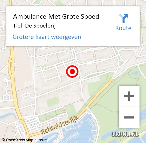 Locatie op kaart van de 112 melding: Ambulance Met Grote Spoed Naar Tiel, De Spoelerij op 25 mei 2020 14:10