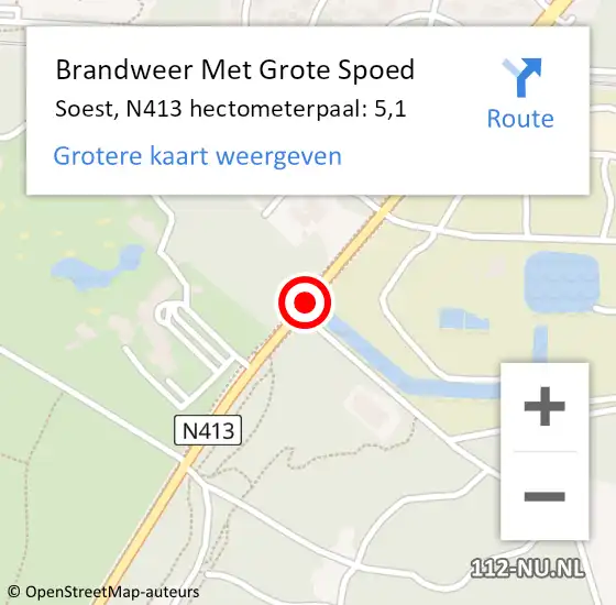 Locatie op kaart van de 112 melding: Brandweer Met Grote Spoed Naar Soest, N413 hectometerpaal: 5,1 op 25 mei 2020 15:50