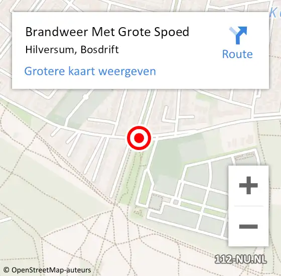 Locatie op kaart van de 112 melding: Brandweer Met Grote Spoed Naar Hilversum, Bosdrift op 25 mei 2020 16:56