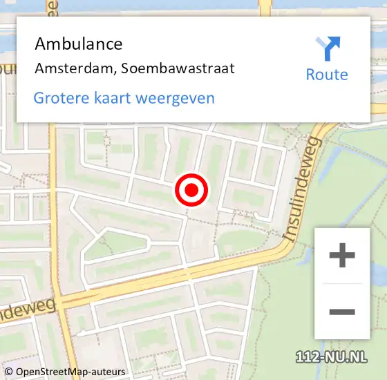 Locatie op kaart van de 112 melding: Ambulance Amsterdam, Soembawastraat op 25 mei 2020 19:00