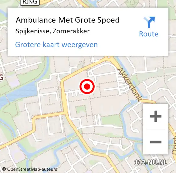 Locatie op kaart van de 112 melding: Ambulance Met Grote Spoed Naar Spijkenisse, Zomerakker op 25 mei 2020 21:41