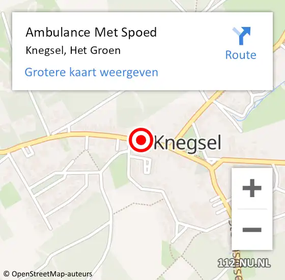 Locatie op kaart van de 112 melding: Ambulance Met Spoed Naar Knegsel, Het Groen op 26 mei 2020 00:36