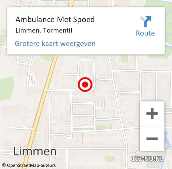 Locatie op kaart van de 112 melding: Ambulance Met Spoed Naar Limmen, Tormentil op 26 mei 2020 03:08