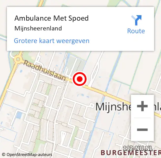 Locatie op kaart van de 112 melding: Ambulance Met Spoed Naar Mijnsheerenland op 26 mei 2020 22:59