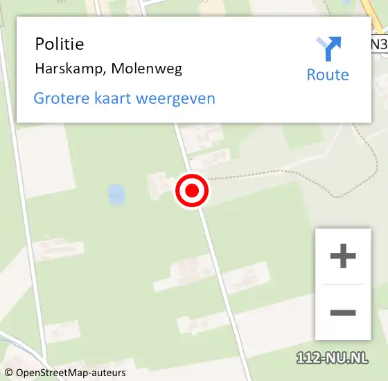 Locatie op kaart van de 112 melding: Politie Harskamp, Molenweg op 27 mei 2020 08:55