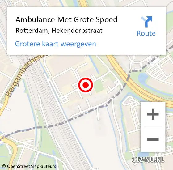 Locatie op kaart van de 112 melding: Ambulance Met Grote Spoed Naar Rotterdam, Hekendorpstraat op 27 mei 2020 09:32