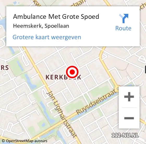 Locatie op kaart van de 112 melding: Ambulance Met Grote Spoed Naar Heemskerk, Spoellaan op 27 mei 2020 09:54