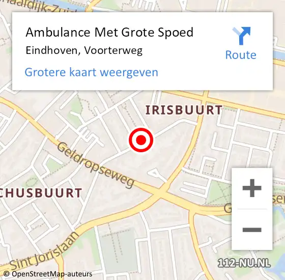 Locatie op kaart van de 112 melding: Ambulance Met Grote Spoed Naar Eindhoven, Voorterweg op 27 mei 2020 10:11