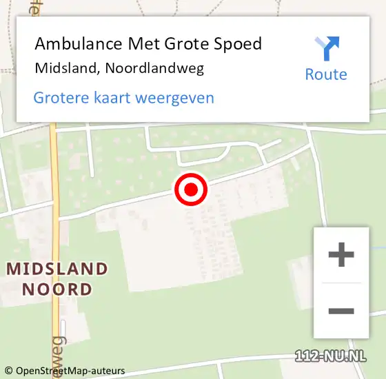 Locatie op kaart van de 112 melding: Ambulance Met Grote Spoed Naar Midsland, Noordlandweg op 27 mei 2020 13:12