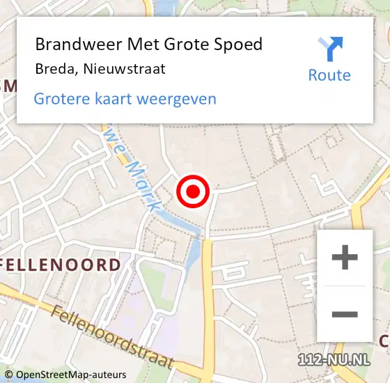 Locatie op kaart van de 112 melding: Brandweer Met Grote Spoed Naar Breda, Nieuwstraat op 27 mei 2020 13:24