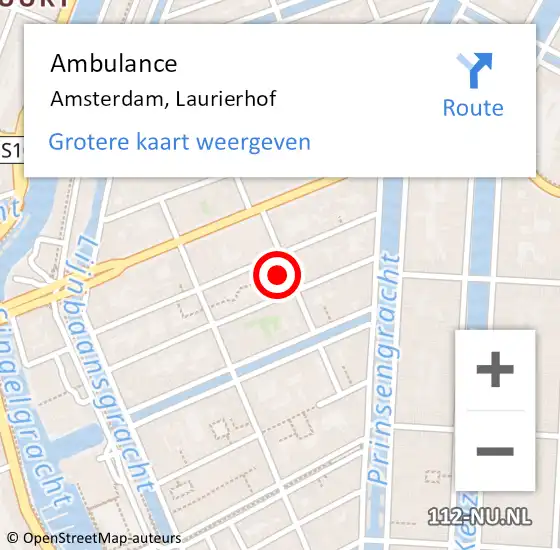 Locatie op kaart van de 112 melding: Ambulance Amsterdam, Laurierhof op 27 mei 2020 13:40