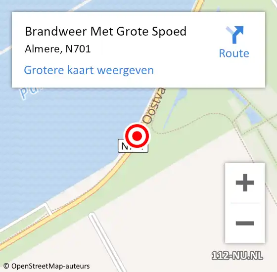 Locatie op kaart van de 112 melding: Brandweer Met Grote Spoed Naar Almere, N701 op 27 mei 2020 14:05
