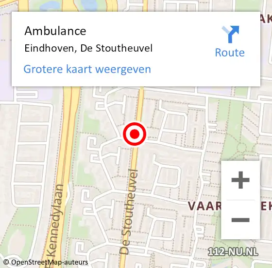 Locatie op kaart van de 112 melding: Ambulance Eindhoven, De Stoutheuvel op 27 mei 2020 15:01
